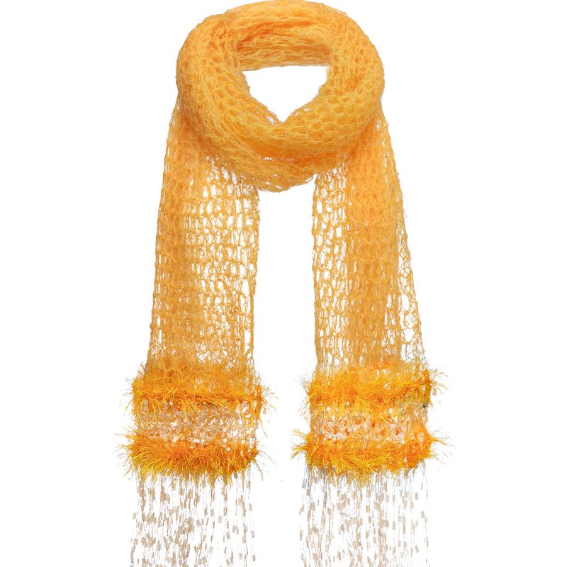 Shop Andreeva Yellow Cashmere Handmade Knit Shawl