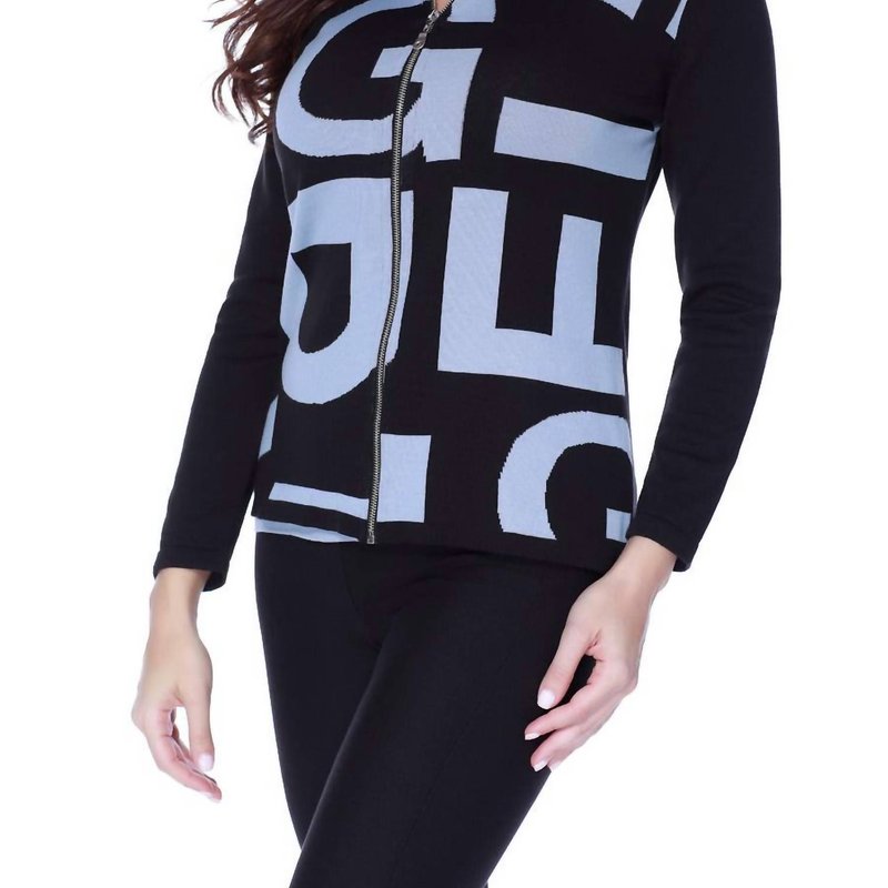 Shop Angel Abstract Hooded Cardigan In Black