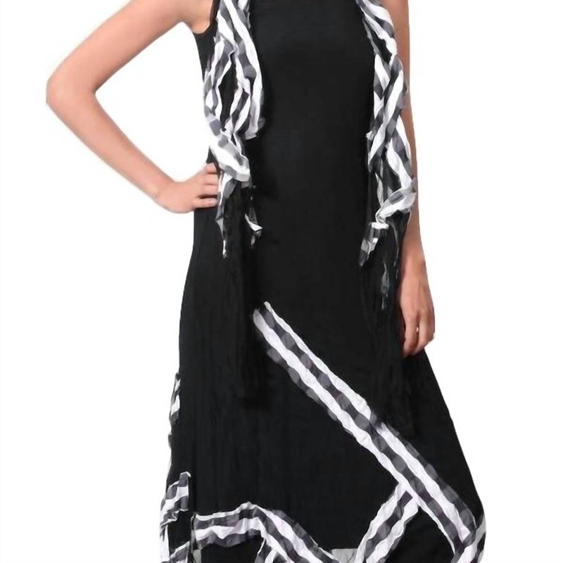 Shop Angel Checkerboard Stripe Maxi Dress In Black