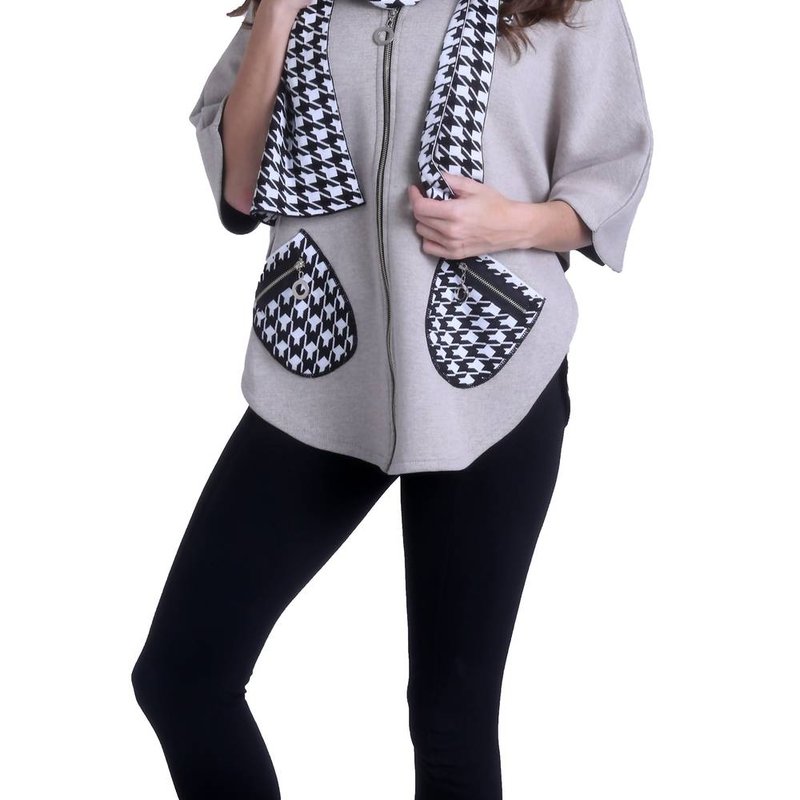 Shop Angel Houndstooth Poncho In Black