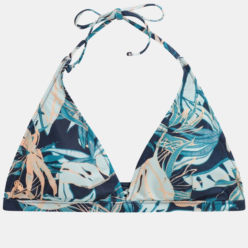 Animal Womens/ladies Iona Leaf Print Halter Neck Bikini Top In Blue