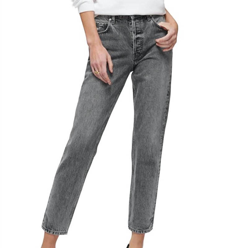 Shop Anine Bing Betty Straight Non-stretch Jean In Grey