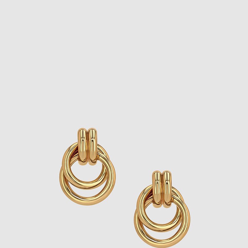 Shop Anine Bing Double Knot Earrings In Gold