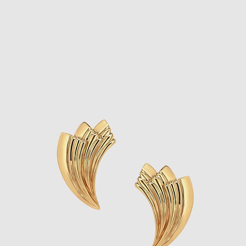 Shop Anine Bing Fan Earrings In Gold