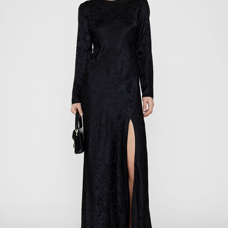 Anine Bing Women's Freja Silk Butterfly Jacquard Maxi Dress In Black