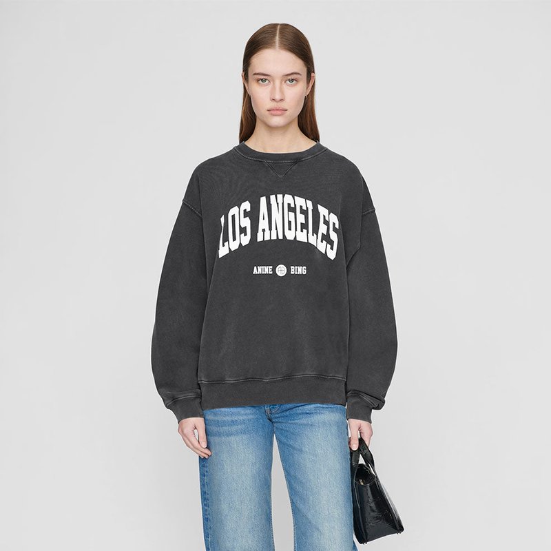 Shop Anine Bing Ramona Sweatshirt Los Angeles In Black