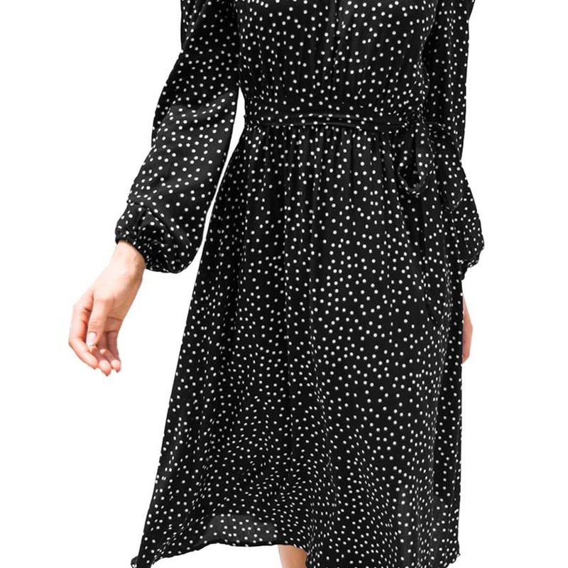 Anna-kaci Backless Polka Dot Dress For Women In Black