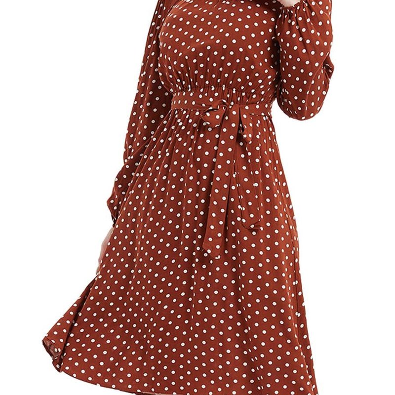 Anna-kaci Backless Polka Dot Dress For Women In Brown
