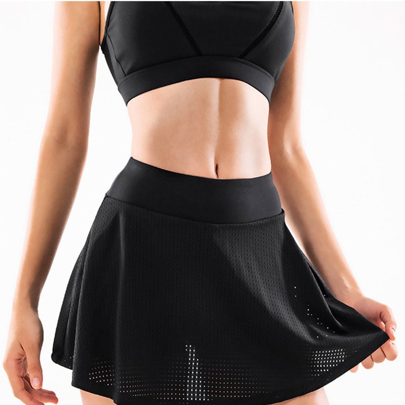 Anna-kaci Breathable Ruffled Active Skirt In Black