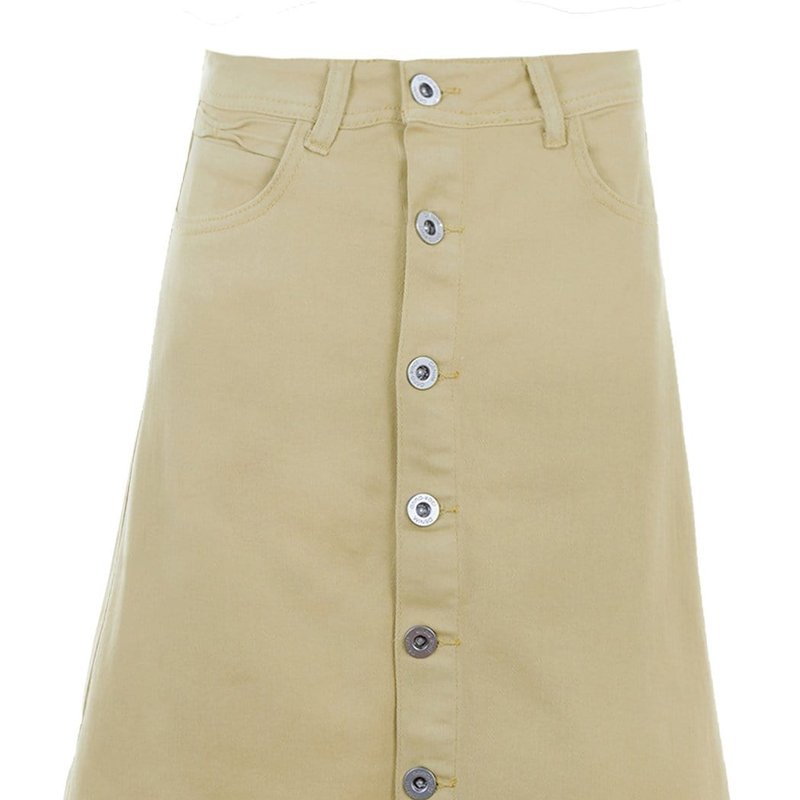 Anna-kaci Button Up A-line Vintage Skirt In Brown