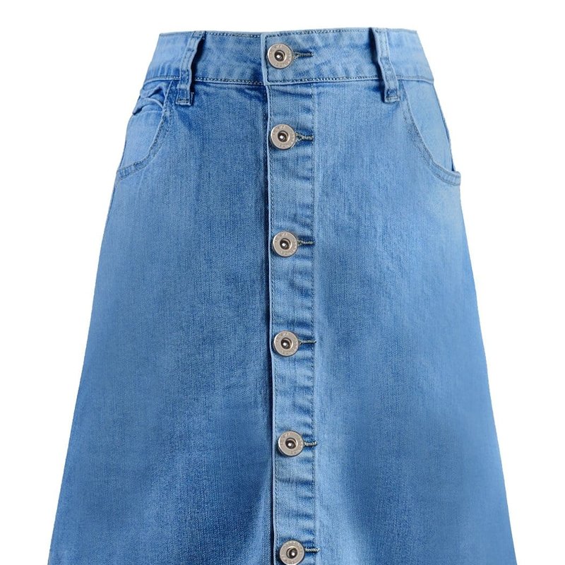 Anna-kaci Button Up A-line Vintage Skirt In Blue