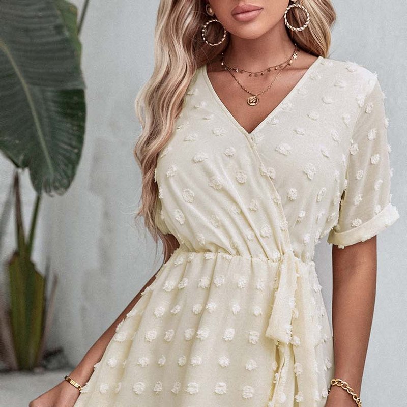 Anna-kaci Clip Dot Summer Wrap Dress In White