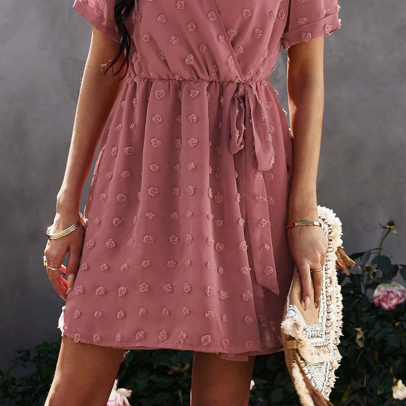 Anna-kaci Clip Dot Summer Wrap Dress In Pink