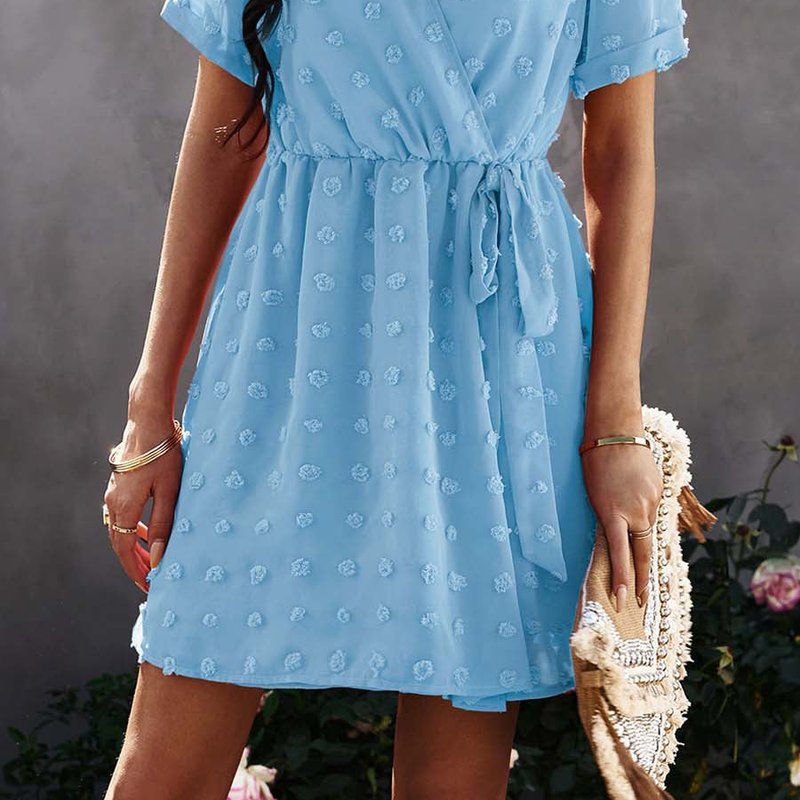 Anna-kaci Clip Dot Summer Wrap Dress In Blue