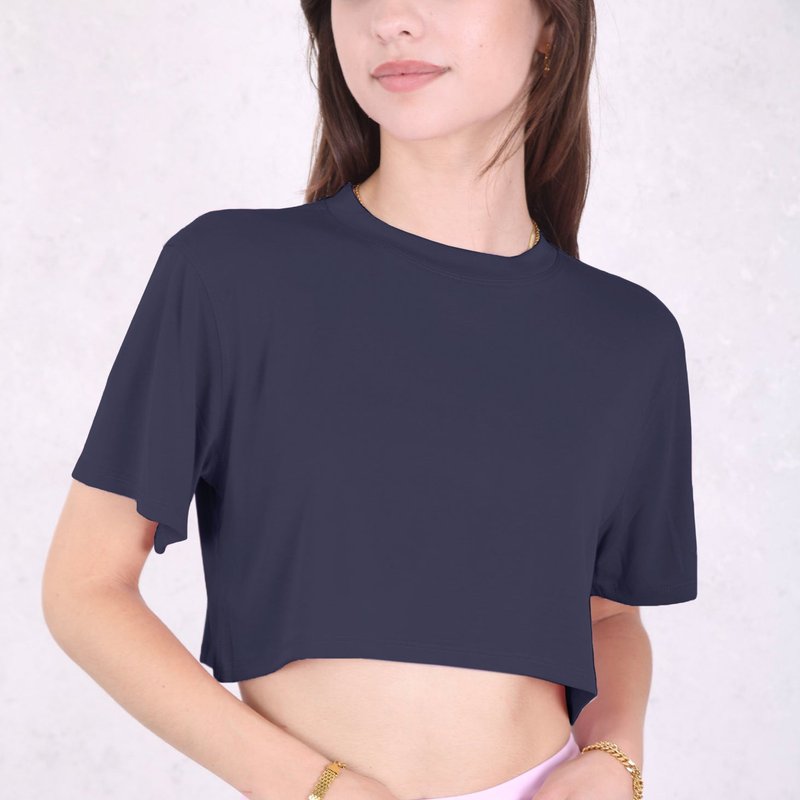 Anna-kaci Crew Neck Loose Fit Tee In Blue