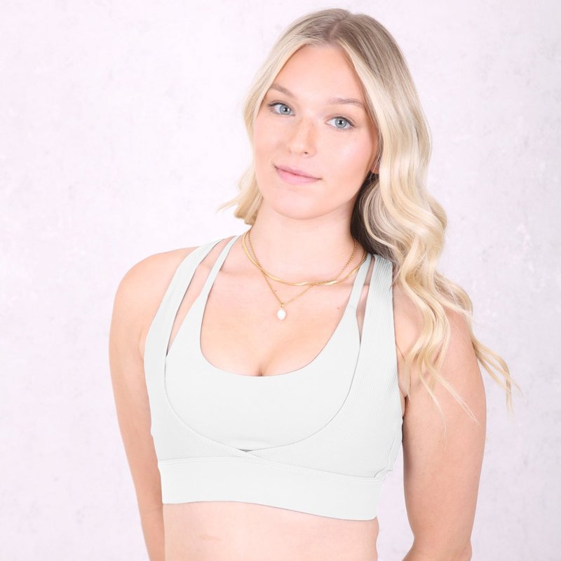 Anna-kaci Double Layer Scoop Sports Bra In White