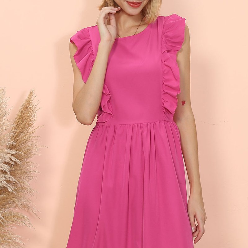 Anna-kaci Everyday Ruffle Dress In Pink