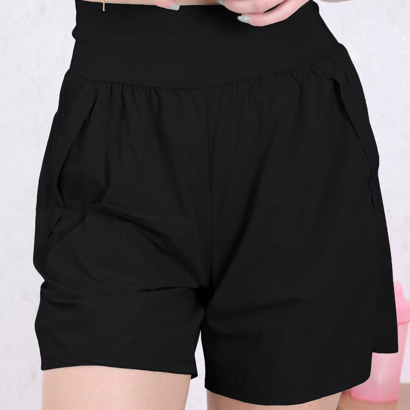 Anna-kaci High Waist Bermuda Sports Shorts In Black