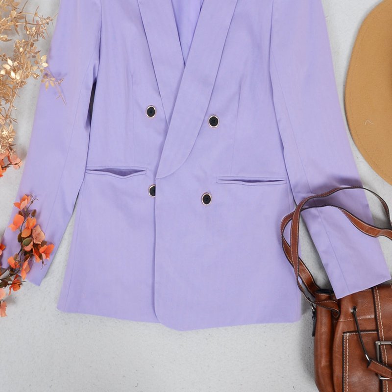 Anna-kaci Lapel Double Breasted Blazer In Purple