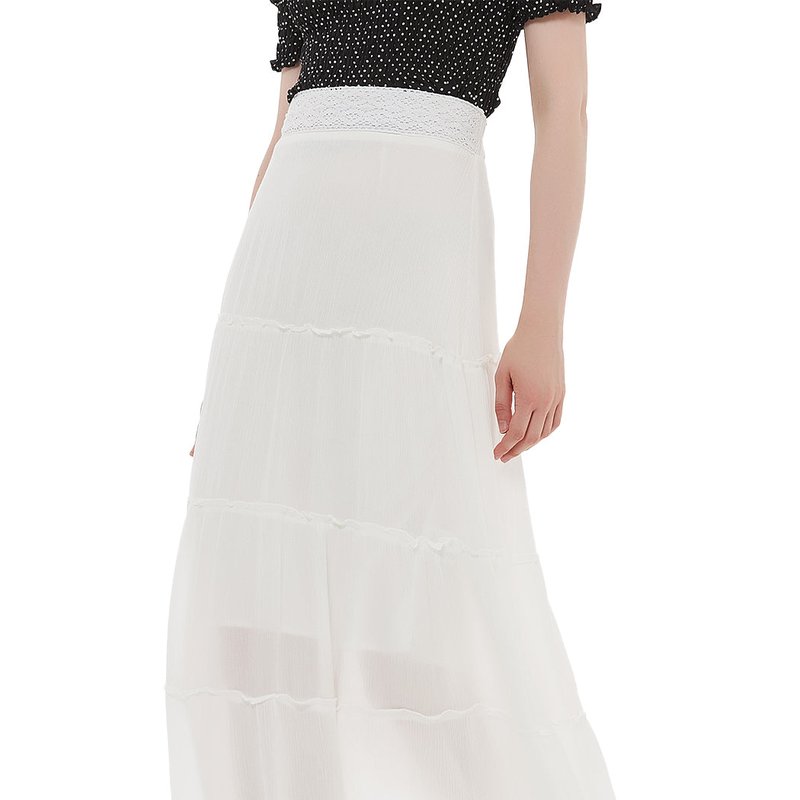 Anna-kaci Maxi Bohemian Layered Skirt In White