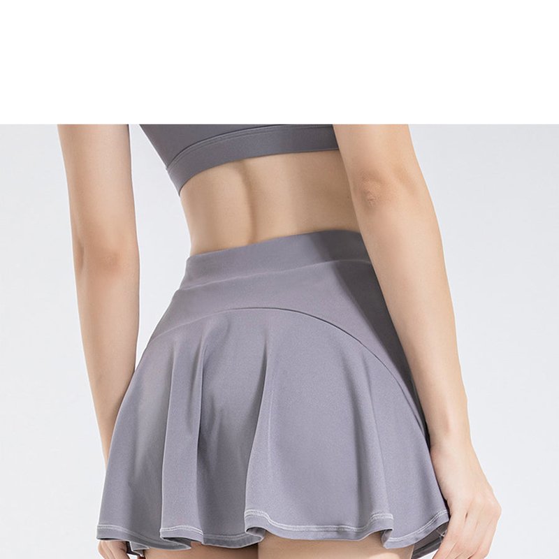 Anna-kaci Mini Ruffled Flounce Lined Circle Tennis Skirt In Grey