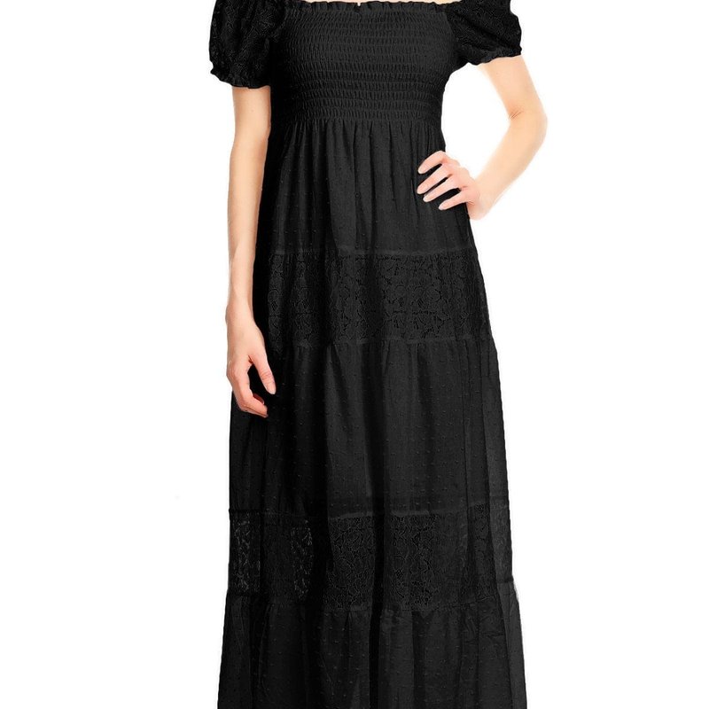 Anna-kaci Off Shoulder Lace Maxi Dress In Black
