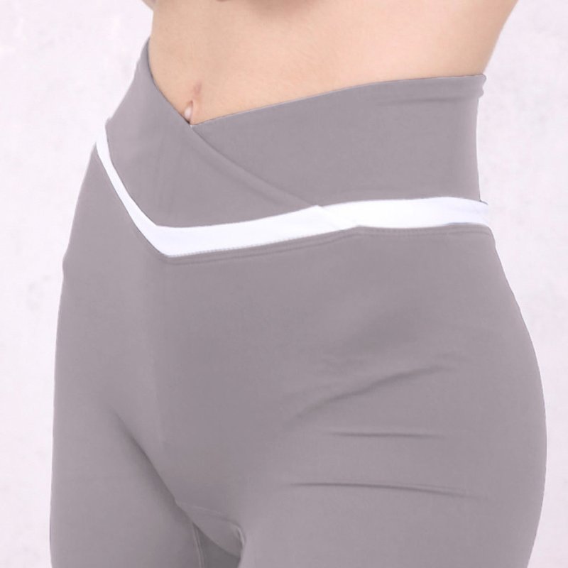 Anna-kaci Overlap Waist Contrast Stripe Shorts In Grey