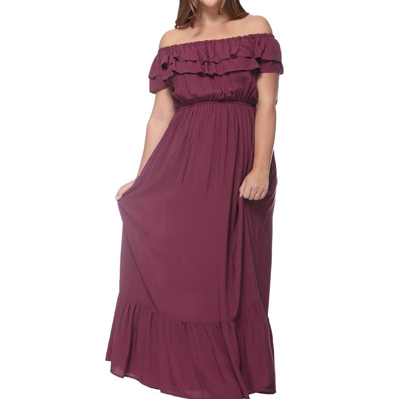 Anna-kaci Plus Size Off Shoulder Ruffle Empire Maxi Dress In Red