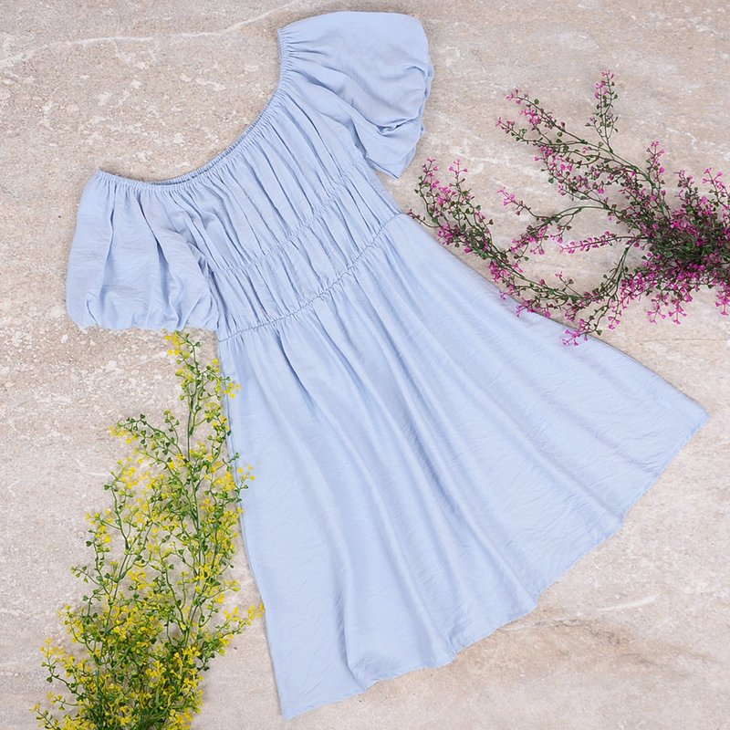 Anna-kaci Puffed Sleeve Summer Dress In Blue