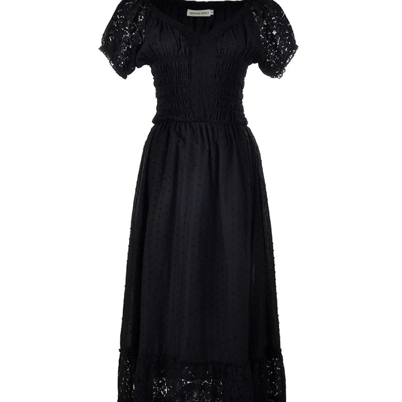 Anna-kaci Renaissance Boho Lace Maxi Dress In Black