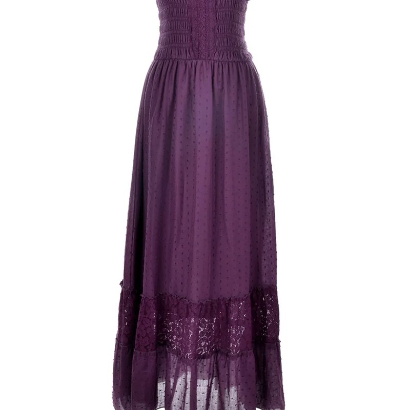 Anna-kaci Renaissance Boho Lace Maxi Dress In Purple