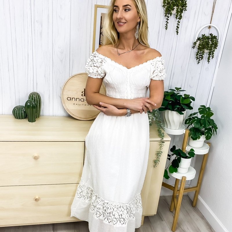 Anna-kaci Renaissance Boho Lace Maxi Dress In White