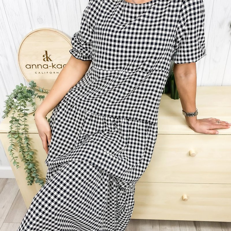 Anna-kaci Soft Dot Print Short Sleeve Maxi Dress In Brown