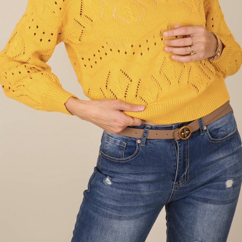 Anna-kaci Solid Color Eyelet Knit Sweater In Green