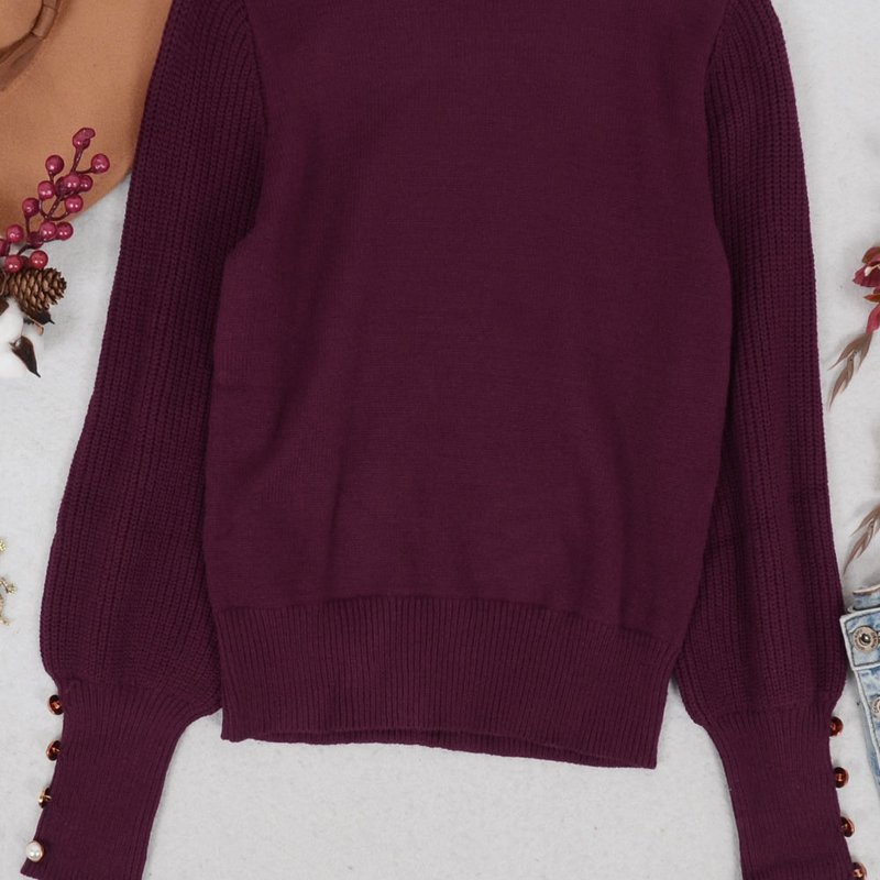 Anna-kaci Solid Color High Neck Sweater In Pink