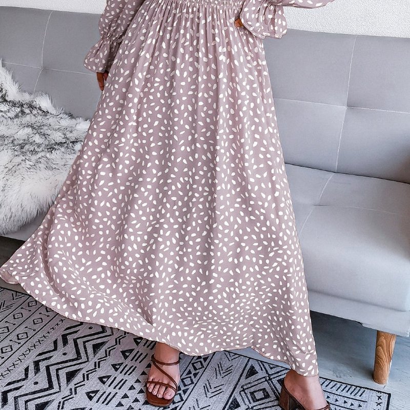 Anna-kaci Square Neck Spotted Print Dress In Pink