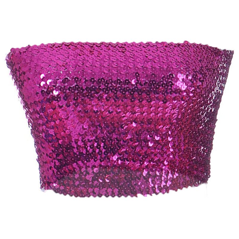 Anna-kaci Strapless Glitter Sequin Bandeau In Pink