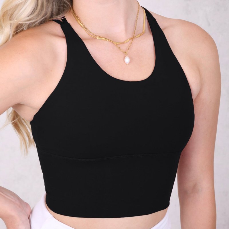 Anna-kaci Strappy Back Fitted Sports Top In Black