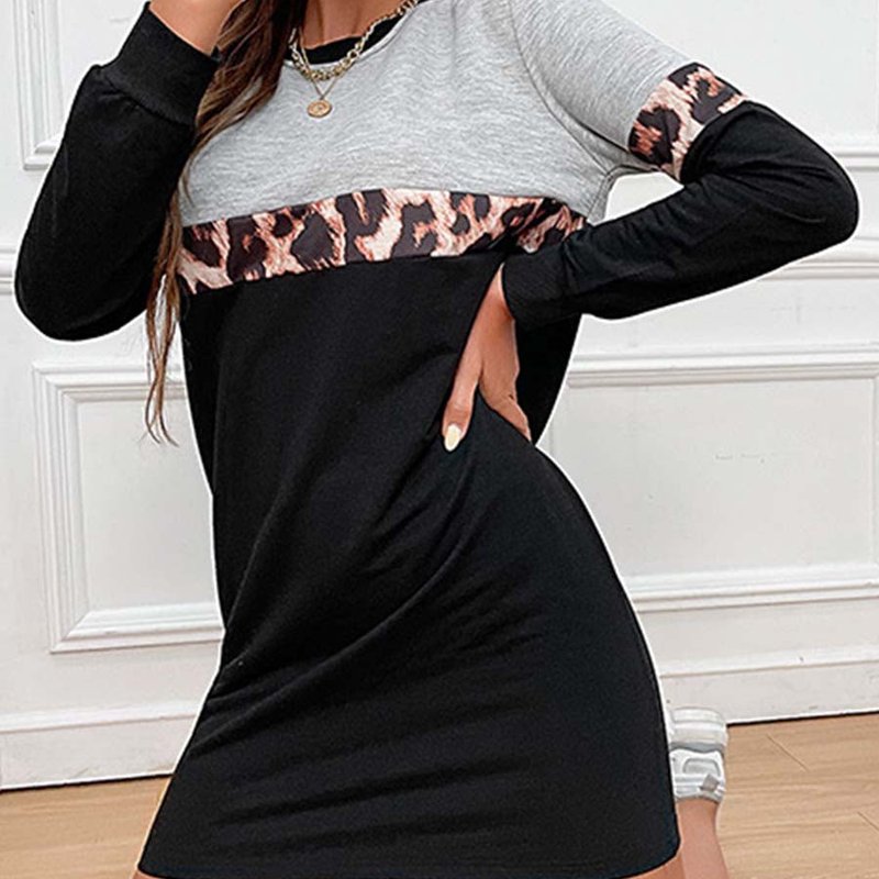 Anna-kaci Tri-tone Long Sleeve Sweater Dress In Black