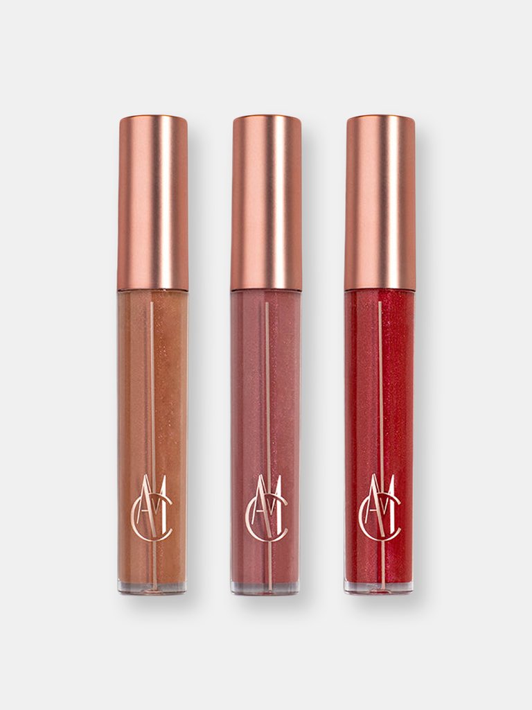3 Shade Lip Gloss Bundle - Nude/Pink/Red