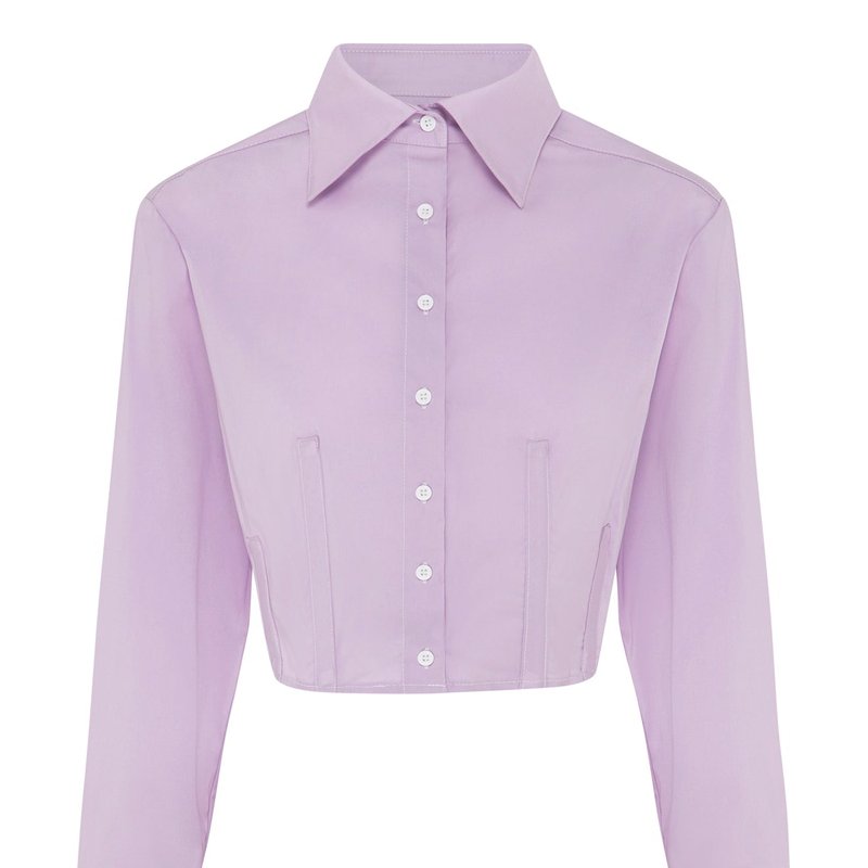 Shop Anna Quan Frankie Shirt Lavender With Top Stitch In Purple