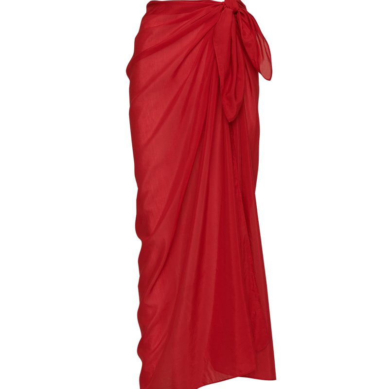 Ansea The Silk Sarong In Red