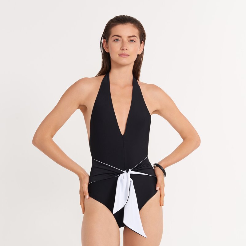 Ansea The Tie Front One Piece In Black