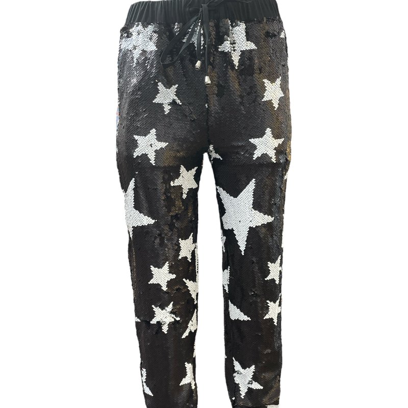 Any Old Iron Sparkle Star Joggers In Black
