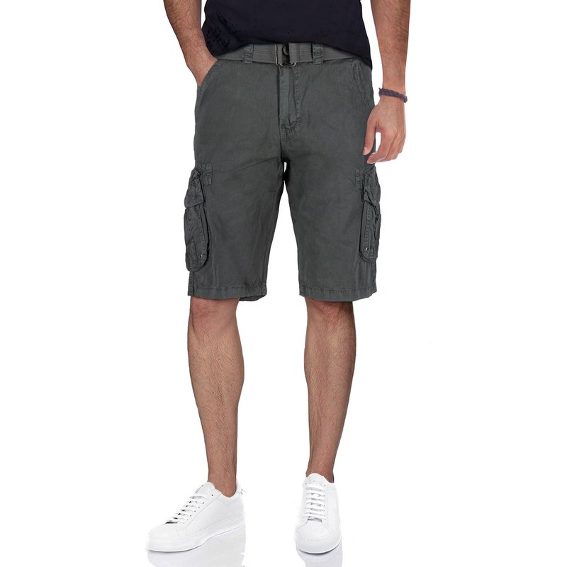 Shop Apakowa Men's Belted 12.5" Inseam Cargo Shorts In Grey