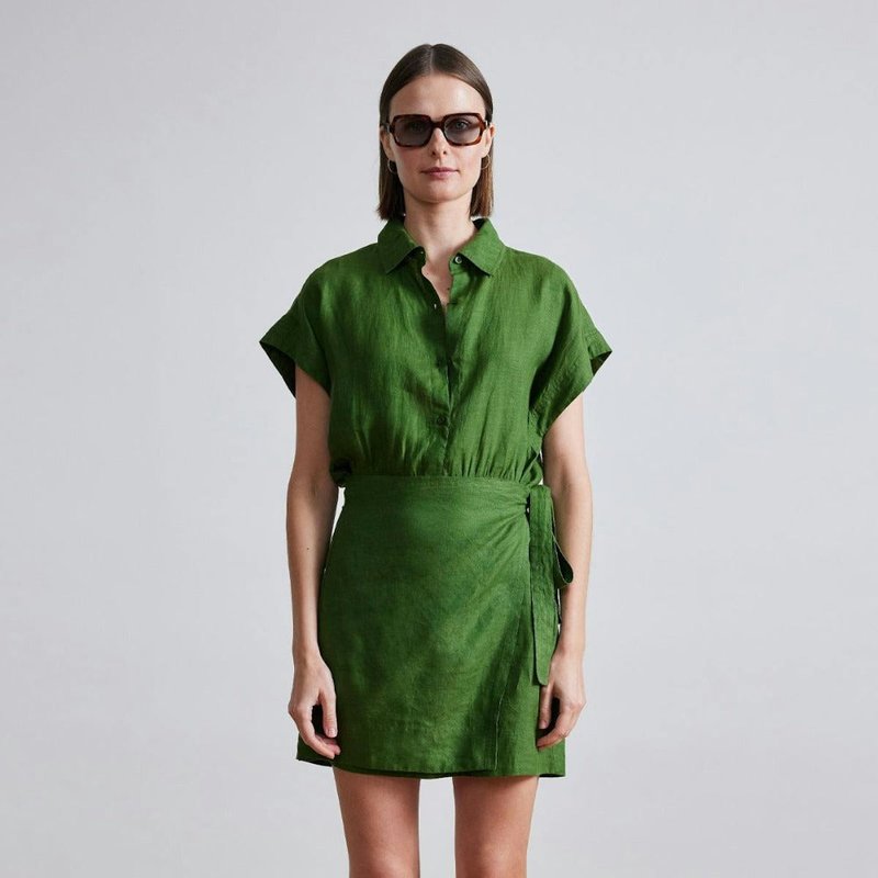 Shop Apiece Apart Catania Wrap Mini Dress In Green