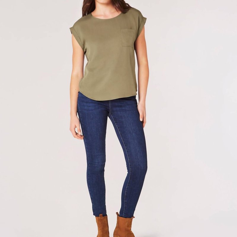 Shop Apricot Button Back Tencel Tee In Sage In Green