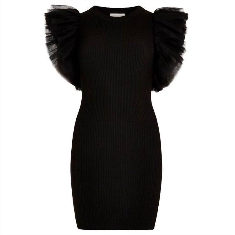 Shop Apricot Extreme Tulle Sleeve Dress In Black