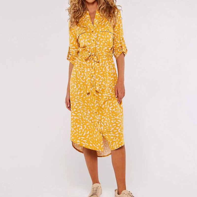 Apricot Floral Dress In Yellow