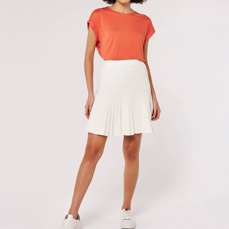 Shop Apricot Ivory Pleated Knit Skirt In White